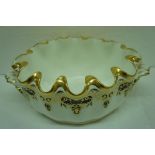 Coalport porcelain wine glass cooler with gilt borders and acanthus leaf handles, circa 1900. Length