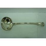 GIII silver fiddle, shell and thread pattern soup ladle, London 1817. Maker T.B 9.75ozt