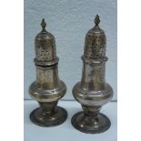 Two GIII silver baluster shaped pepper pots. 5ozt