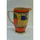 Clarice Cliff Fantastique "Melon" pattern octagonal shaped gug. Ht. 6.5 ins.