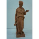 Late 19thC terracotta figure of classical Grecian woman by P. Ipsen, (Copenhagen), height 14.5 ins.