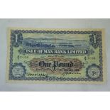 Isle of Man Bank Limited £1 note 9 / 2 / 49, No. Q/37036