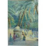 Adolf C Meyer, Figures by the well, North Africa, Watercolour, Signed, 14 x 10 ins.
