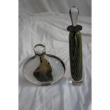 Layne Rowe, two "Harpy Series" perfume bottles, one moon shaped height 5 ins., one cylindrical,