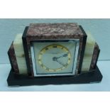 Art Deco marble and onyx mounted clock by Boodle and Dunthorne