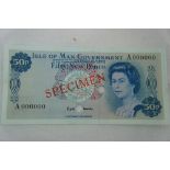 Isle of Man Government 50p note, specimen - Stallard 1972