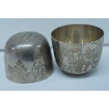 Pair of GVI silver tumbler wine cups, London 1947 10ozt. Makers Goldsmiths and Silversmiths Company