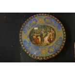 Pair of 18th / 19thC Vienna porcelain plaques with classical scenes to centre, floral and griffin