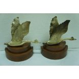 Pair of Art Deco cold painted bronze bookends - ducks in flights. Ht. 9 ins.