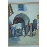 Adolf C Meyer, North African street scene, Watercolour, Signed, 10.5 x 8 ins.