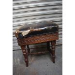 19th / 20thC simulated rosewood adjustable piano stool with upholstered leather top. No. 1280 / 166