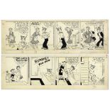 ''Blondie'' comic strips hand-drawn and signed by Chic Young from 20 August 1956 and 30 August 1956.