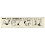Charles Schulz hand-drawn ''Peanuts'' comic strip, published on 18 December 1957. In this early