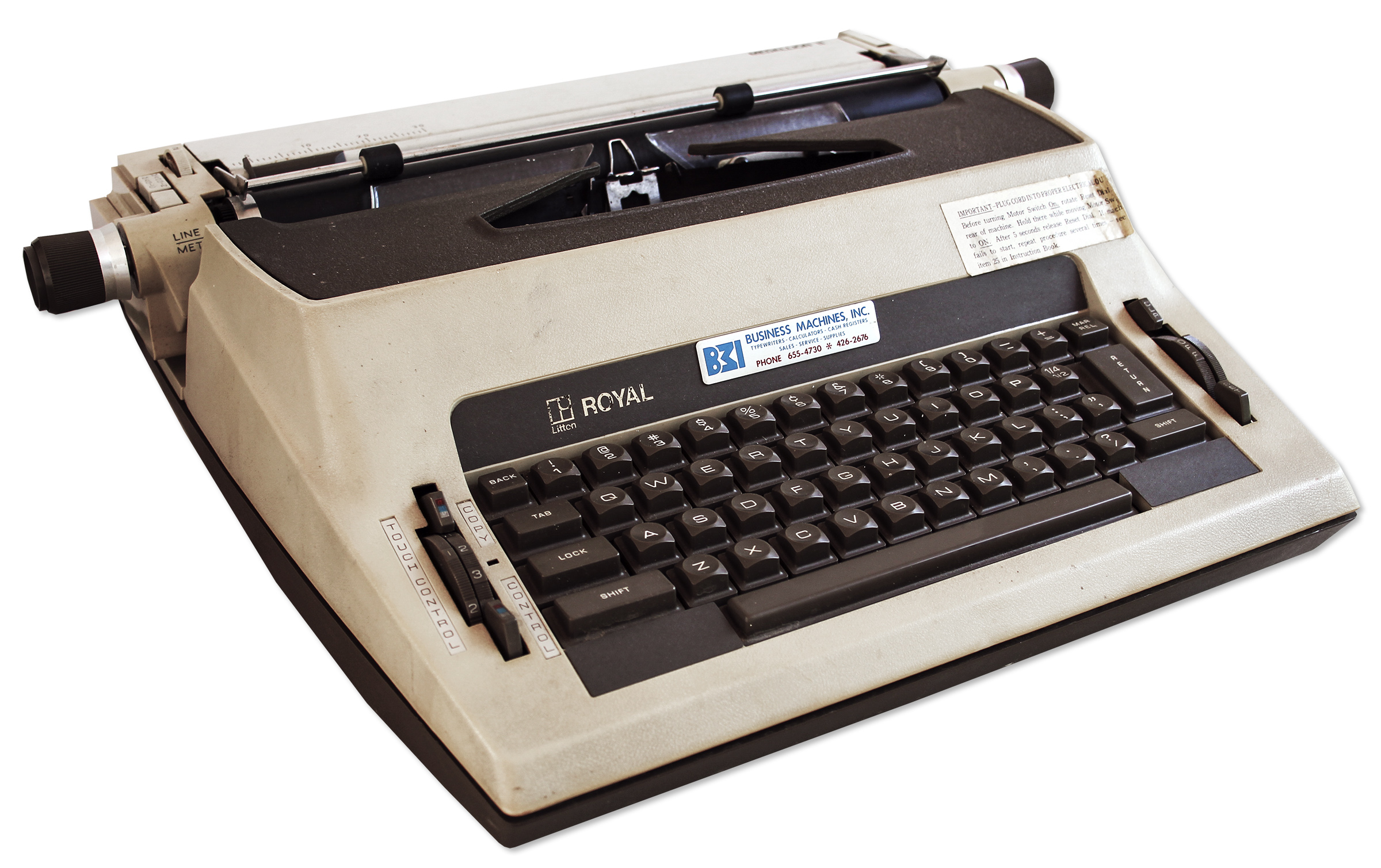 Royal portable electric typewriter owned by the Kennedy family. The tan Medallion II typewriter