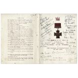 1956 Victoria Cross Winners Signed Menu