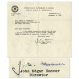 J. Edgar Hoover Letter Signed