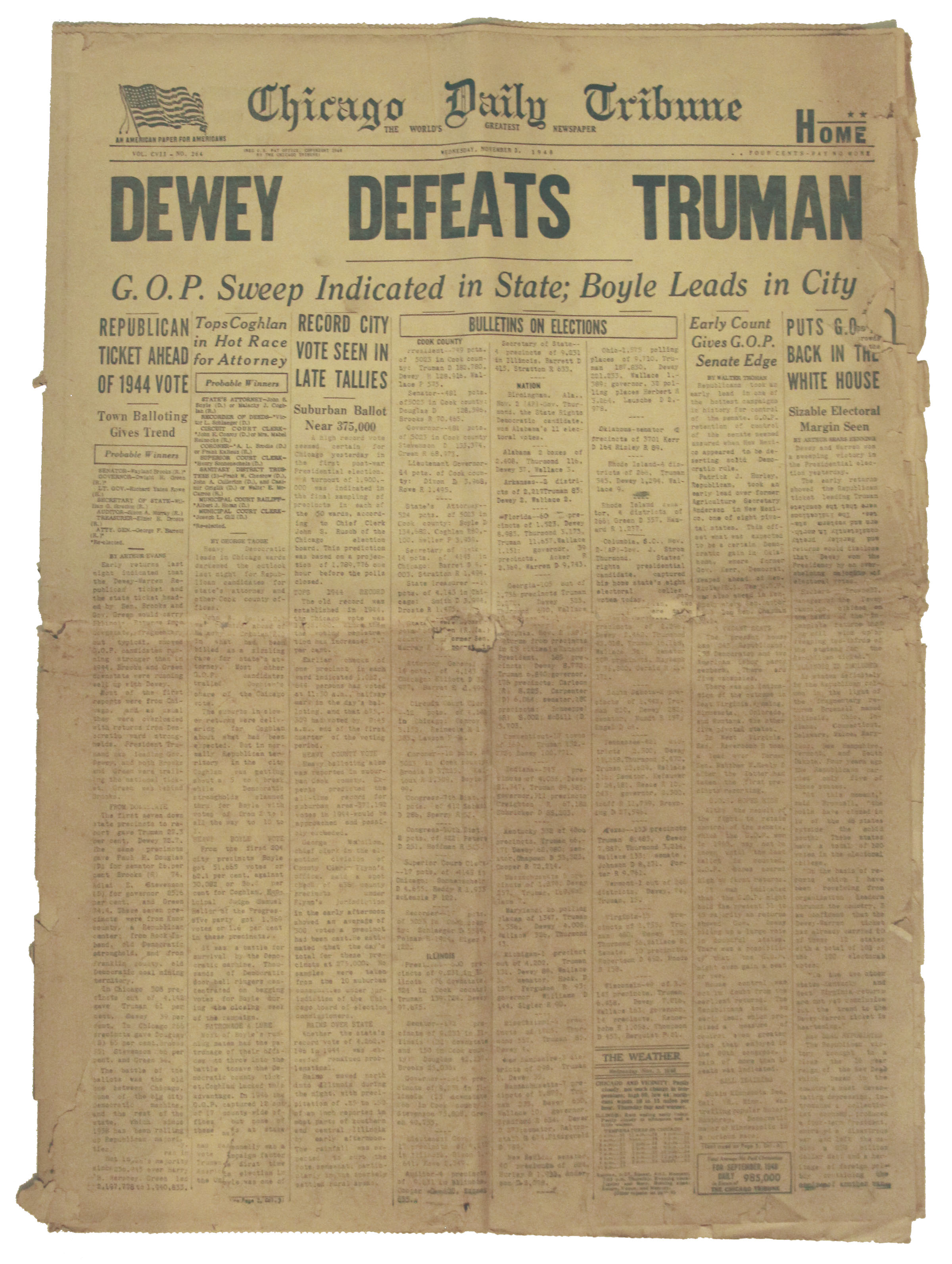 ''Dewey Defeats Truman'' Newspaper