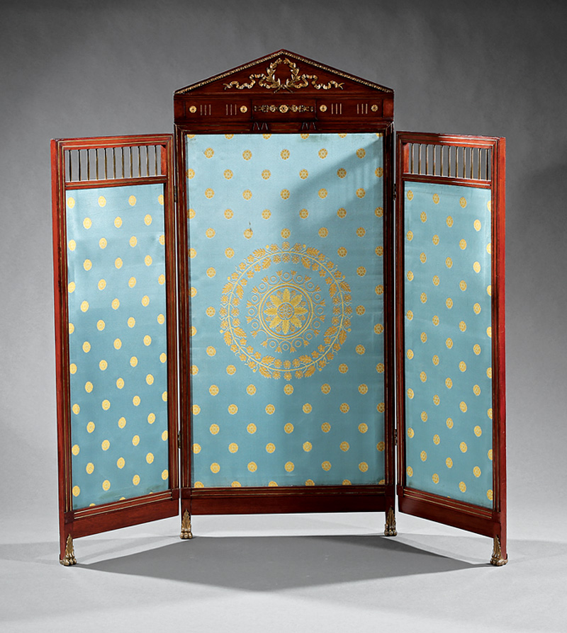 Napoleon III Gilt Bronze-Mounted Mahogany Screen