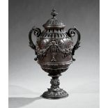 Neoclassical-Style Patinated Bronze Lidded Urn