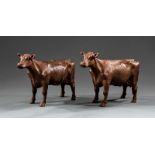 Pair of French Cast Iron Figures of Cows