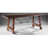 Spanish Walnut and Wrought Iron Refectory Table