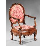 Continental Rococo Carved Walnut Armchair