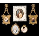 Group of Five Portrait Miniatures