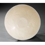 Chinese White Glazed Molded Pottery Bowl