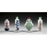 Four Chinese Porcelain Snuff Bottles