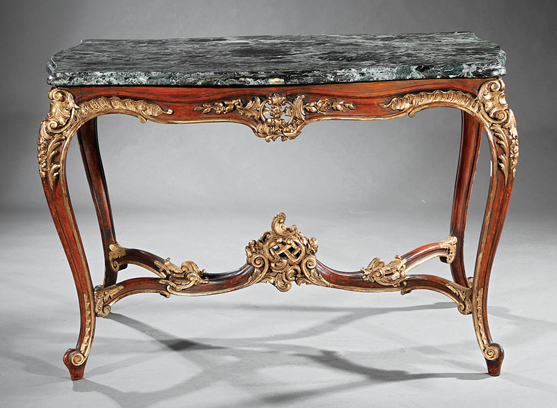 Louis XV-Style Painted, Parcel-Gilt Center Table - Image 2 of 2