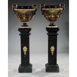 Pair Carved, Painted and Parcel Gilt Jardiniers