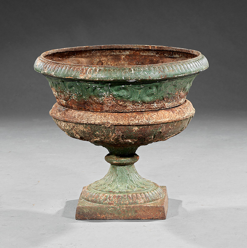 Three Painted Cast Iron Garden Urns - Image 2 of 2