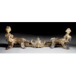 Pair of French Bronze Sphinx Figural Chenets