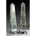 Pair of Decorative Mirrored Obelisks