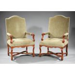 Near Pair of Regence Carved Beech Fauteuils