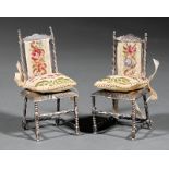 Pair of Continental Silver Miniature Chairs