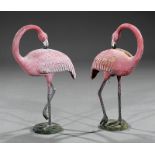 Pair of Painted Cast Iron Flamingos