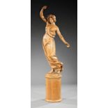 Carved Wood Figure of a Dancer with Cymbals