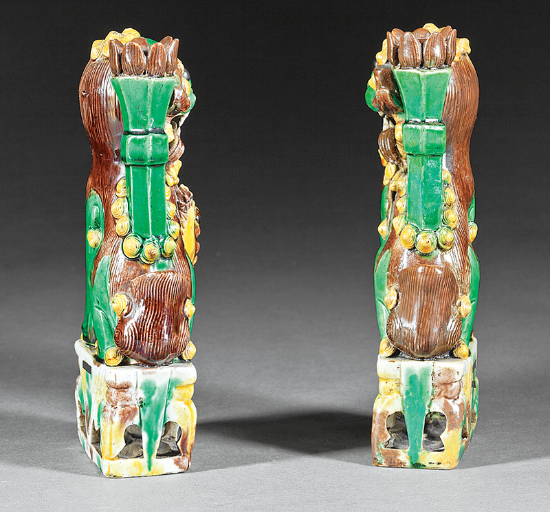 Chinese Biscuit Glazed Porcelain Buddhist Lions - Image 3 of 5