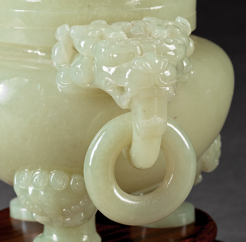 Chinese Celadon Jade Covered Tripod Censer - Image 3 of 5