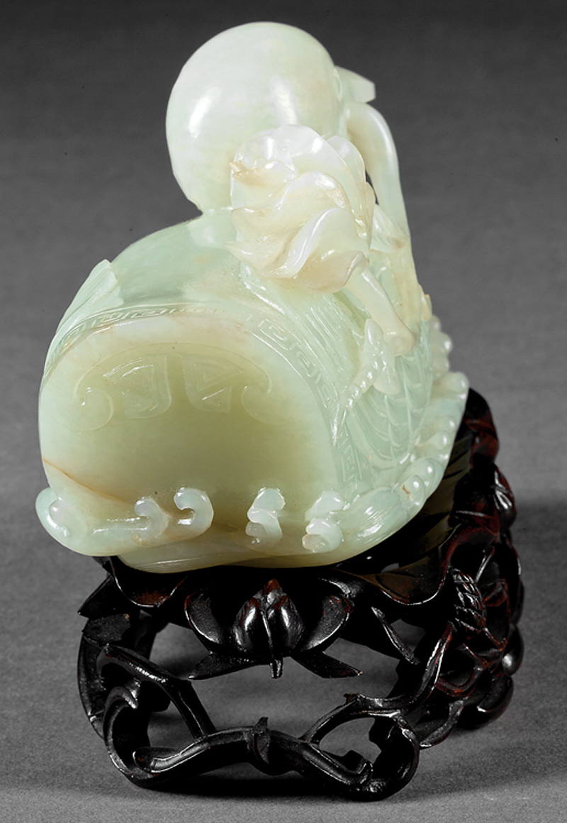 Chinese Pale Celadon & Russet Jade of a Duck - Image 4 of 5