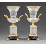 Charles X-Style Bronze-Mounted Cut Crystal Urns