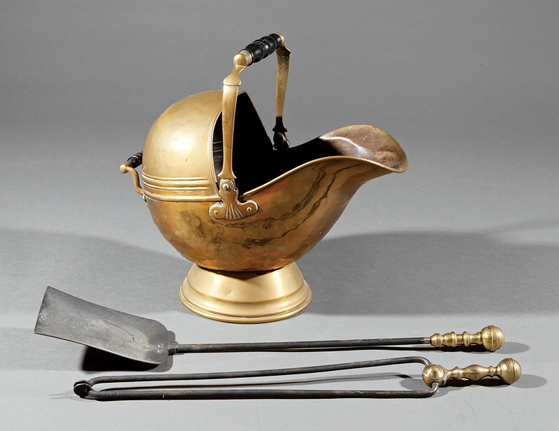 American Helmet-Form Brass Coal Scuttle