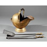 American Helmet-Form Brass Coal Scuttle