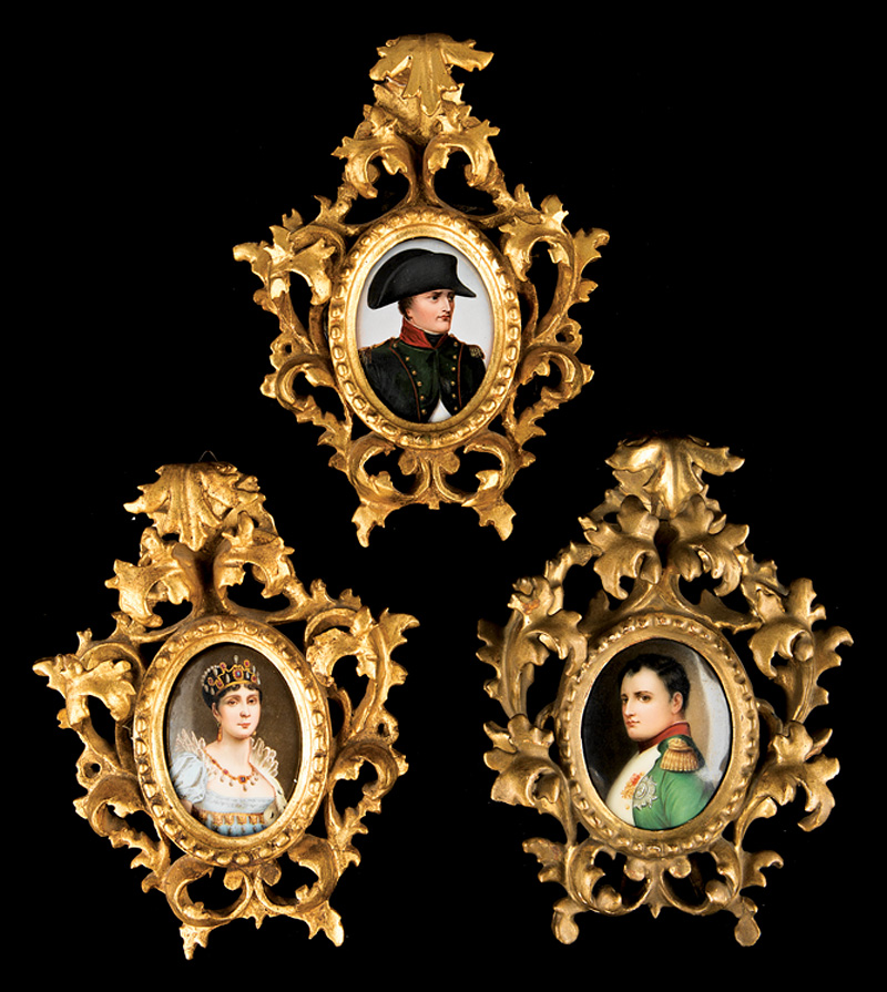 Group Napoleonic Portrait Miniatures on Porcelain