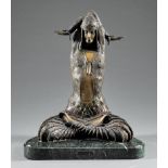 Art Deco-Style Patinated Bronze of Seated Dancer