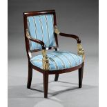 Empire-Style Mahogany and Gilt Fauteuil