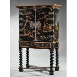 Japanned and Parcel Gilt Cabinet on Stand