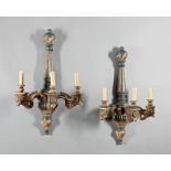 Carved, Painted and Parcel Gilt Sconces