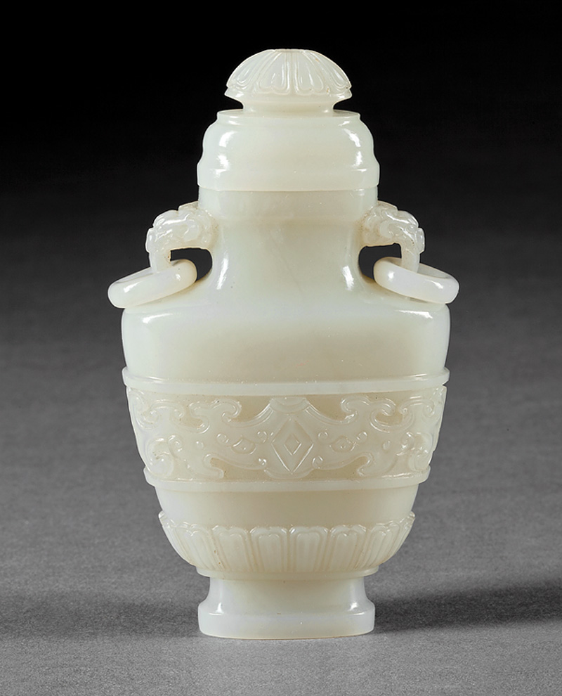 Chinese Grayish-White Jade Covered Urn - Image 2 of 3